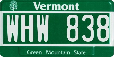 VT license plate WHW838