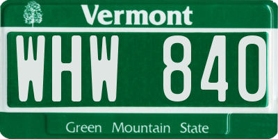 VT license plate WHW840