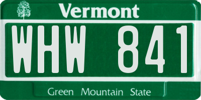 VT license plate WHW841