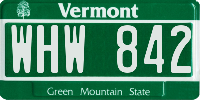 VT license plate WHW842