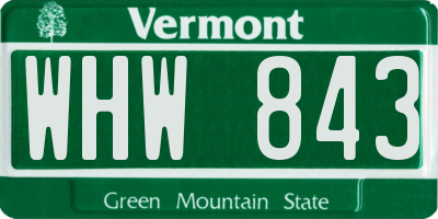 VT license plate WHW843