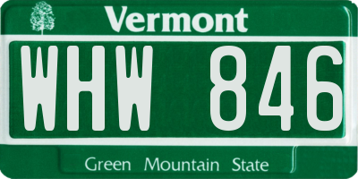 VT license plate WHW846