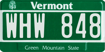 VT license plate WHW848