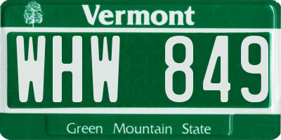 VT license plate WHW849