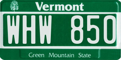 VT license plate WHW850