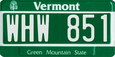 VT license plate WHW851