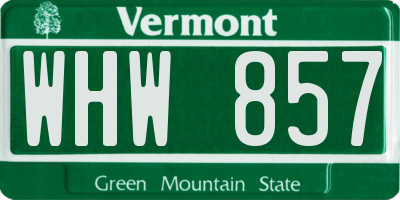VT license plate WHW857