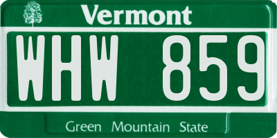 VT license plate WHW859