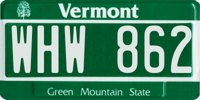 VT license plate WHW862