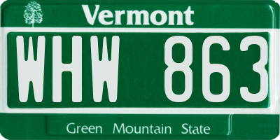 VT license plate WHW863