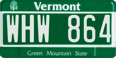 VT license plate WHW864