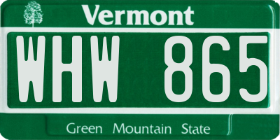 VT license plate WHW865