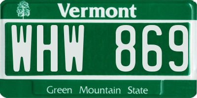 VT license plate WHW869