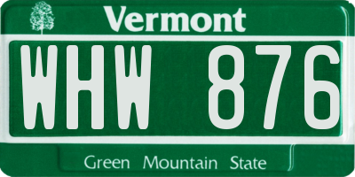 VT license plate WHW876