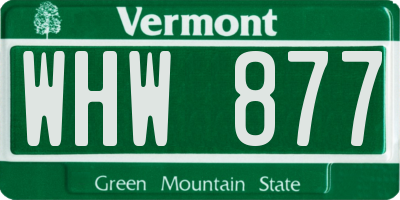 VT license plate WHW877
