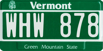 VT license plate WHW878