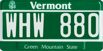 VT license plate WHW880