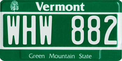 VT license plate WHW882