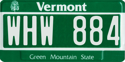 VT license plate WHW884