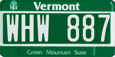 VT license plate WHW887