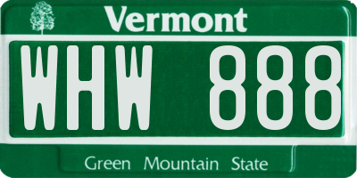 VT license plate WHW888