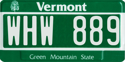 VT license plate WHW889