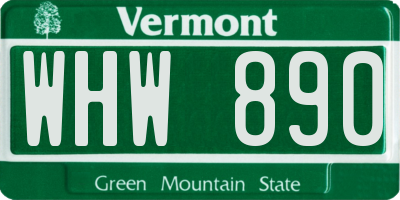 VT license plate WHW890