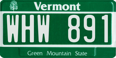 VT license plate WHW891