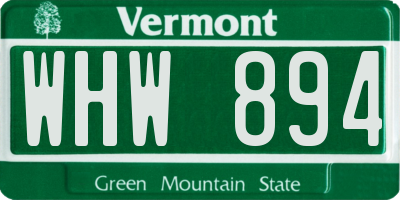 VT license plate WHW894