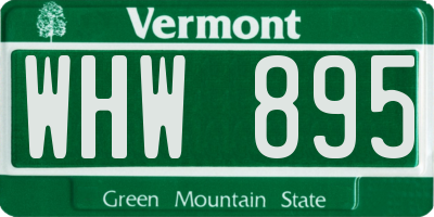 VT license plate WHW895