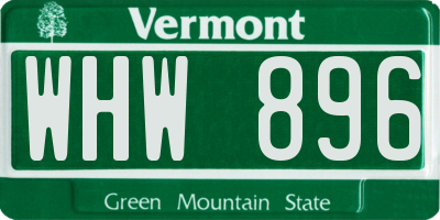 VT license plate WHW896