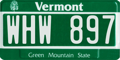 VT license plate WHW897