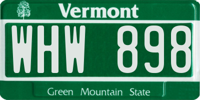VT license plate WHW898