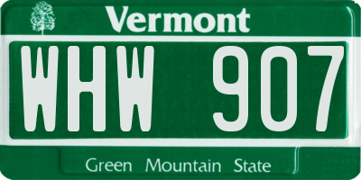 VT license plate WHW907