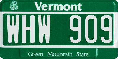 VT license plate WHW909