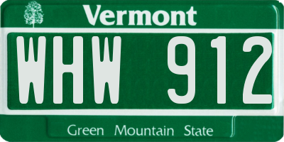 VT license plate WHW912