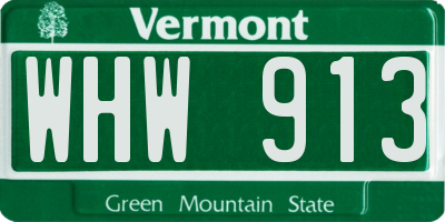 VT license plate WHW913