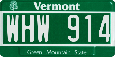 VT license plate WHW914