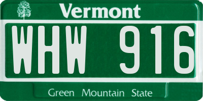 VT license plate WHW916