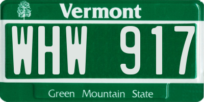 VT license plate WHW917