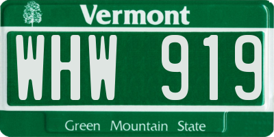 VT license plate WHW919