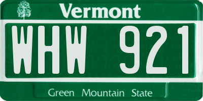 VT license plate WHW921