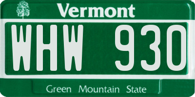 VT license plate WHW930