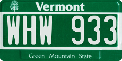 VT license plate WHW933