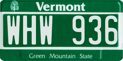 VT license plate WHW936