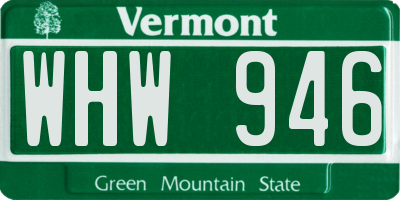 VT license plate WHW946