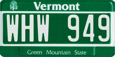 VT license plate WHW949