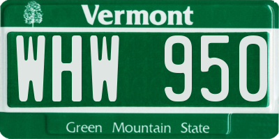 VT license plate WHW950