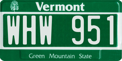 VT license plate WHW951