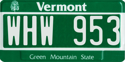 VT license plate WHW953